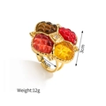 Detail van kleurrijke gewatteerde vierkante ring met afmetingen en 12g gewicht - Ring