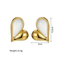 Detailed view of gold asymmetrical heart earrings showing 4.3cm height and 3cm width measurements - Gold