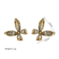 Detail view of 18k gold butterfly earrings with champagne crystal dimensions and weight - Gray