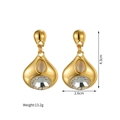 Detail view of 18k gold plated teardrop earrings with dimensions 4.3cm and 13.2g weight - Gold