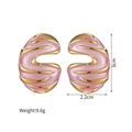 Size chart showing 3cm height and 2.2cm width of pink enamel C-shape hoop earrings - Pink