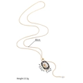 Detail showing 80cm long 18k gold plated sweater necklace with rose pendant size dimensions - Necklace