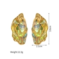 Detailed view of 18k gold irregular abalone shell earrings with dimension and weight labels - Gold