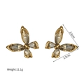 Detailed view of gold butterfly earrings with smoky zircon stones and size dimensions - Gray