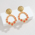 Elegante 18k vergoldete Stern-Ohrringe mit roter Emaille auf einem minimalistischen Ständer - Rot