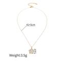 Detail view of 18k gold plated flower necklace with crystal center and dimensions - Necklace