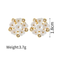 Detail view of 1.8cm flower earrings with white petals and sparkling cubic zirconia - Earrings