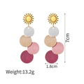 Detail view of colorful tassel earrings showing 7cm height and 1.8cm width dimensions - Dark Rainbow