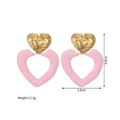 Detailansicht der rosa und goldenen Herzohrringe mit Größe 4,9 cm und Gewicht 12,5 g Maße - Gold/Rosa
