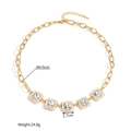 Detail of 18k gold plated geometric square zircon necklace with size specifications - Gold