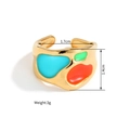 Détails des dimensions de la bague en émail avec diamètre de 1,7 cm et poids de 3 g - Émail coloré irrégulier (M-R930) / Doré