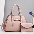 Set borsa a mano rosa testurizzata con portafoglio coordinato e fiocco dorato - Rosa