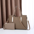 Ensemble de deux sacs marron grain litchi avec bandoulière réglable et détails dorés - Ensemble deux pièces / Khaki
