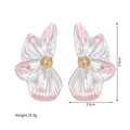 Detailansicht der 5,9 cm großen Ohrringe mit Farbverlauf aus Edelstahl und 18k Goldfinish - Verlauf Rosa (Goldene Mitte)