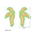 Detail showing dimensions of 4.8cm height and neon green leaf earrings in 18k gold finish - Gold with Green Edge