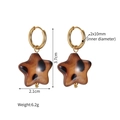 Detailed view of leopard print star earrings with size measurements in centimeters - Leopard Star Style (M-E1263-D)