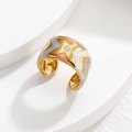 18k goud vergulde onregelmatige ring met kleurrijke geometrische sterpatronen - Grijs