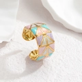 Geometrischer Emaille-Ring aus vergoldetem Edelstahl mit bunten Pastellfarben - Bunt