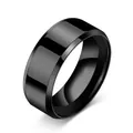 Polished black stainless steel ring detail featuring a beveled edge and mirror finish - US 5 / Black