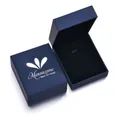 Close-up of deep blue pendant jewelry boxes with soft black velvet interior and logo - Pendant Box (With Logo)