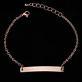 Roségoldenes Edelstahl-Armband mit polierter, gravierbarer Plakette und praktischem Karabiner - Roségold