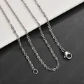 Close-up of silver 304 stainless steel O-chain with a secure lobster clasp - 1.6mm x 45cm / Steel