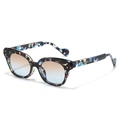Chic cat eye sunglasses featuring unique marble texture frames and gradient lenses - Regular / Regular (Incl. 13% Tax Invoice) Blue Leopard Frame with Tea Blue Lenses
