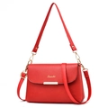 Red pebbled leather crossbody bag for women with gold hardware and adjustable strap - Red