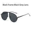 Occhiali da sole aviator con montatura in metallo nero e lenti grigio scuro da donna - Regolare / Montatura Nera Lenti Grigio Nero