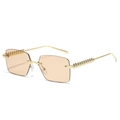 Frameless rectangle sunglasses with gold pyramid studs and champagne tinted lenses - Regular (Incl. 13% VAT) Gold Frame Champagne Lenses