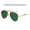 Klassieke aviator zonnebril met goudkleurig metalen montuur en donkergroene glazen retro - Gouden Frame Donkergroene Lenzen