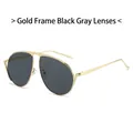 Occhiali da sole aviator classici con montatura in metallo dorato e lenti grigie - Regolare / Montatura Oro Nero Grigio