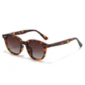 Gafas de sol de carey con lentes marrones degradados y remaches plateados - Régulier / Marco de Leopardo Lentes Degradadas Té
