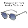 Gafas de sol polarizadas retro con montura gris transparente y lentes degradadas - Marco Gris Transparente Lentes Grises Degradados