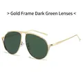 Occhiali da sole aviator classici con montatura in metallo oro e lenti verde scuro - Regolare / Montatura Dorata Lenti Verde Scuro