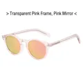 Gafas de sol polarizadas con montura rosa transparente y lentes de espejo rosa - Montura Rosa Transparente Lente Espejo Rosa