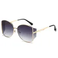 Lunettes de soleil rétro monture dorée et verres dégradés gris pour hommes et femmes - Monture Dorée Verres Dégradés Gris