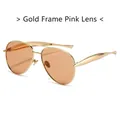 Klassieke aviator zonnebril met glanzend goudkleurig metalen frame en roze glazen - Gouden Frame Roze Lenzen