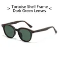 Retro polarized sunglasses with leopard print frame and dark green lenses for men and women - Regular / Leopard Frame Dark Green Lens