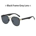 Double-bridge sunglasses with black frames, grey lenses, and gold metal accents - Black Frame Black Grey Lens