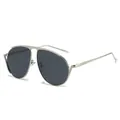 Lunettes aviateur en métal argenté avec verres gris foncé et monture fine moderne - Standard / Monture argentée standard avec verres gris-noir
