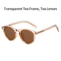 Polarisierte Retro-Rundsonnenbrille mit transparentem tee-farbenem Rahmen und Gläsern - Normal / Regulär (inkl. 13 % MwSt.) transparenter teefarbener Rahmen mit teefarbenen Gläsern