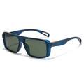 Modern square sunglasses with blue translucent resin frames and dark green lenses - Translucent Blue Frame Dark Green Lens