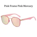 Fashionable pink frame pilot sunglasses with gold double bridge and pink mirrored lenses - Pink Frame Pink Mirror