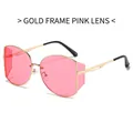 Retro small round metal sunglasses in gold frame with pink lenses for men and women - Gold Frame Pink Lenses