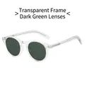 Polarisierte Sonnenbrille mit transparentem Retro-Rahmen und dunkelgrünen Gläsern für Paare - Normal / Transparente Fassung mit dunkelgrünen Gläsern (Standard)