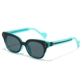 Cat eye fashion sunglasses with black frames and translucent cyan wavy temples - Regular / Standard (Incl. 13% Tax) Black-Green Frame and Green Lenses