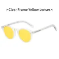 Retro Polarisierte Sonnenbrille mit transparentem Rahmen und gelben runden Gläsern für Damen - Normal / Standard-Sonnenbrille mit transparentem Rahmen und gelben Gläsern