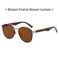 Retro double-bridge sunglasses with tortoise brown frame and dark brown tinted lenses - Tea Frame Tea Lens