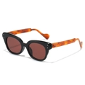 Cat eye sunglasses with black frame and amber tortoiseshell temples and metal accents - Regular / Regular (Incl. 13% Tax Invoice) Black Frame with Tea Lenses and Leopard Temples